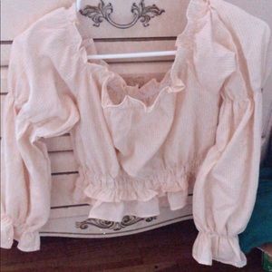 Light yellow and white thin stripe blouse